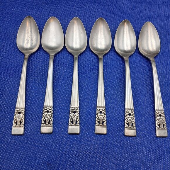 Oneida Community Coronation 1936 Set 6 Teaspoon 6" Antique Silverplate - Picture 1 of 7